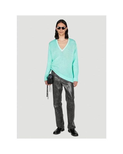 Guess Blue V-Neck Knitwear for men