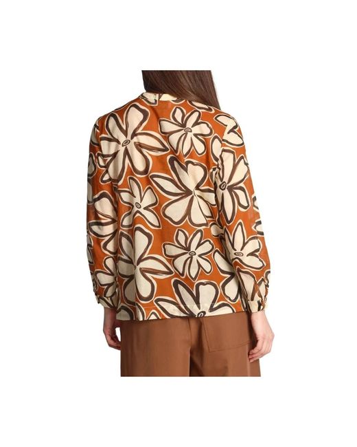 Niu Overhemden ,Oranje ,Katoen Terracotta Katoenen Shirt Driekwart Mouwen in het Brown