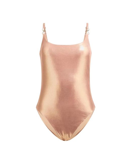 Guess Pink Tiefer Runder Ausschnitt Einteiliger Badeanzug