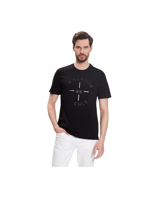 T-shirt con stampa frontale di La Martina in Black da Uomo