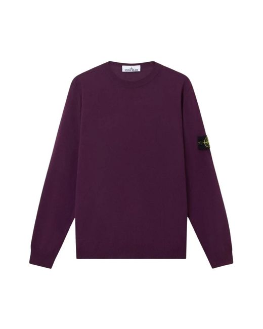 Stone Island Purple Round-Neck Knitwear