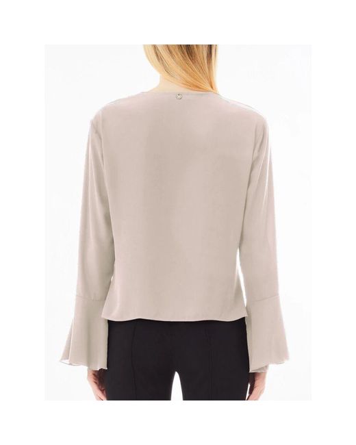 Liu Jo Gray Elegante Georgette Bluse Mit V-Ausschnitt