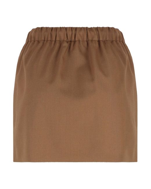 Max Mara Wollen Mini Rok Met Zakken in het Brown