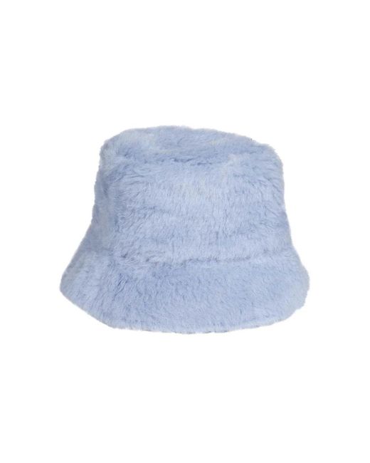 Max Mara Alpaca Wol Bucket Hat Met Logo in het Blue