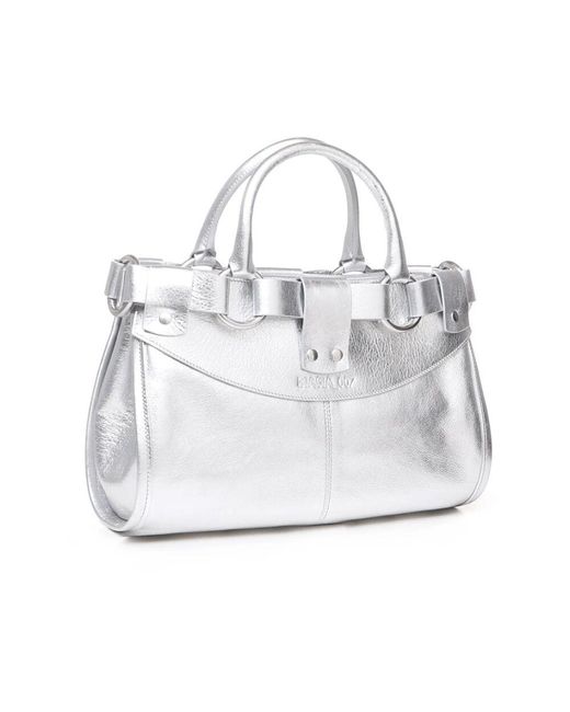 BIASIA White Metallisch silberne leder umhängetasche