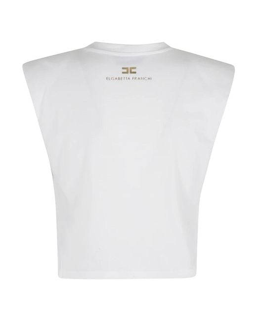 Elisabetta Franchi White Sleeveless Tops