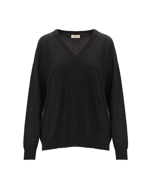 Herno Black V-Neck Knitwear