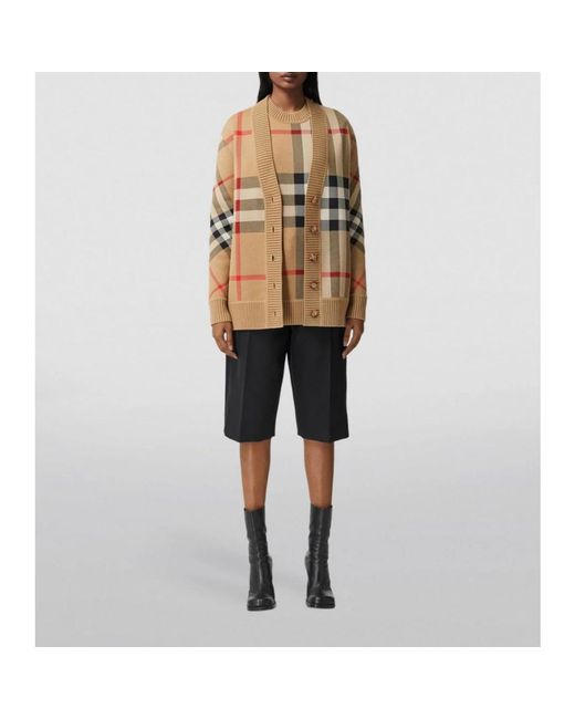 Burberry Caragh Check Cardigan in het Brown