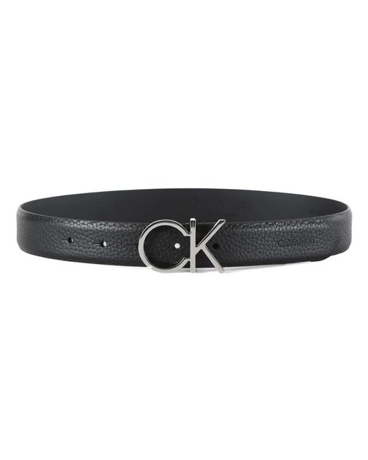 Cinturón de cuero martillado Calvin Klein de color Black