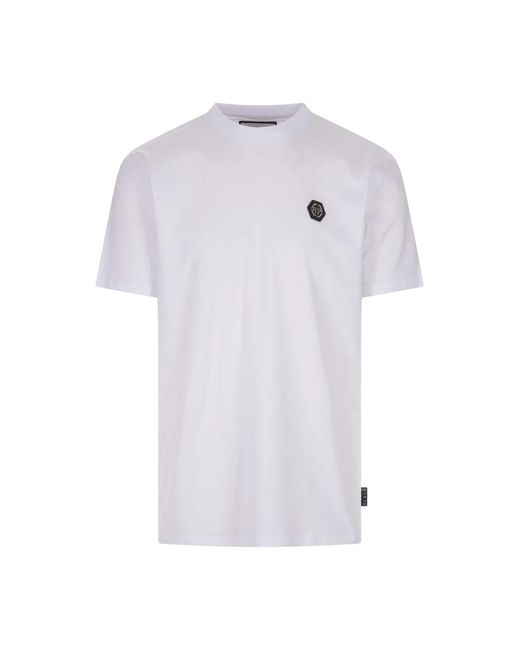 Philipp Plein Weißes t-shirt mit hexagon-applikation in White für Herren