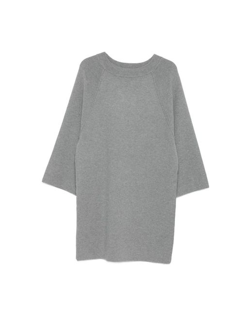 Max Mara Grijze Gebreide Jurk Met Ronde Hals in het Gray