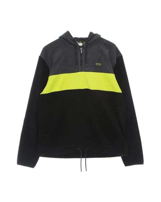 Fila Hoodies & Sweatvesten ,Veelkleurig ,Polyester Zwarte Fleece Half Zip Hoodie in het Black voor heren