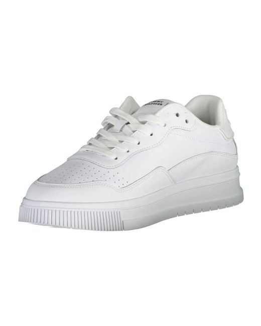 Tommy Hilfiger Sportliche weiße schnürschuhe mit kontrastdetails in Gray für Herren