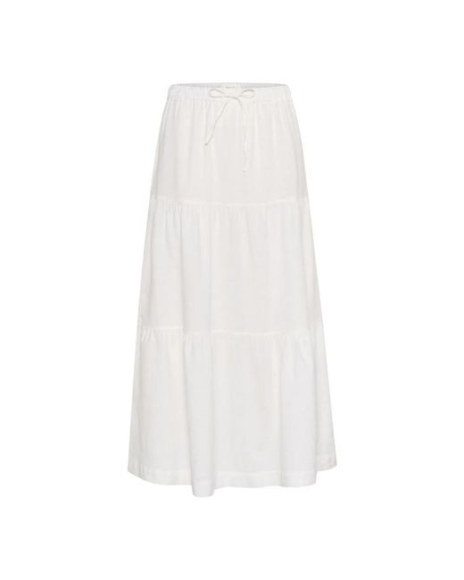 Part Two Rokken ,Wit ,Katoen Witte Ruche Rok Met Elastische Taille in het White