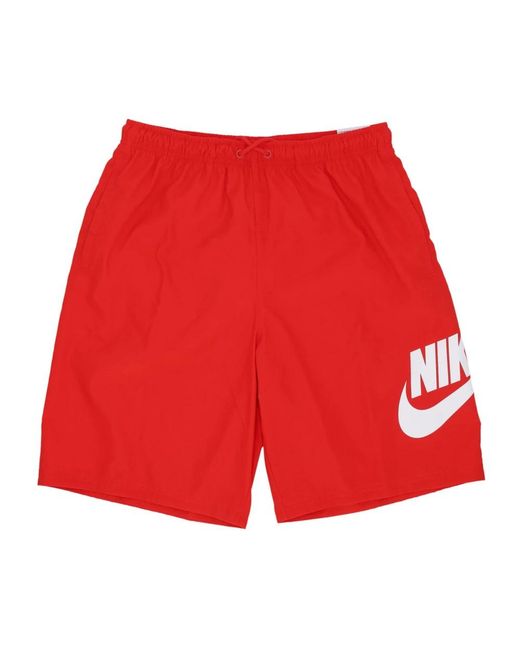 Nike Fitness ,Rood ,Polyester Club Geweven Shorts Rood/Wit in het Red voor heren