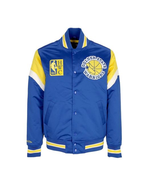 Mitchell & Ness Jassen ,Blauw ,Polyester Nba Bomberjack Golden State Warriors in het Blue voor heren