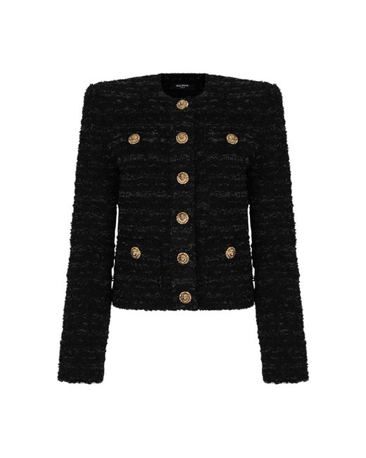 Tweed Jackets Balmain de color Black