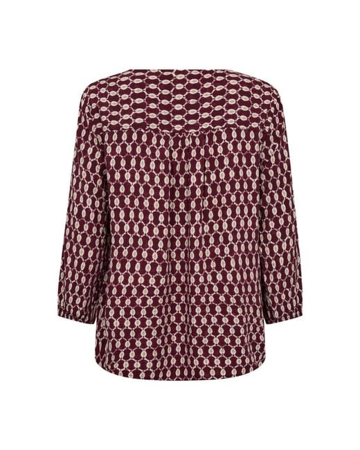 Freequent Red Bedruckte Bluse Mit V-Ausschnitt Port Royal