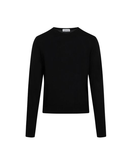 Merino wool crew neck sweater di Lanvin in Black da Uomo