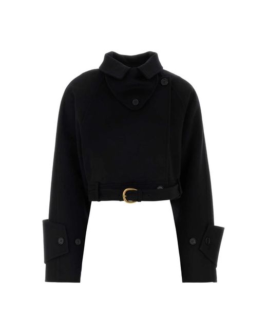 Chloé Jassen ,Zwart ,Wol Cropped Jas Van Double-Face Wol in het Black