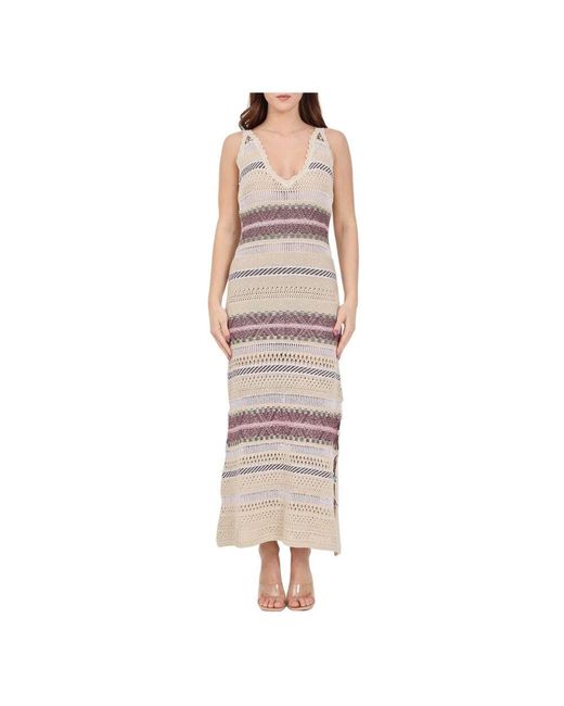 Akep Multicolor Langes Strickkleid Mit Metallfasern