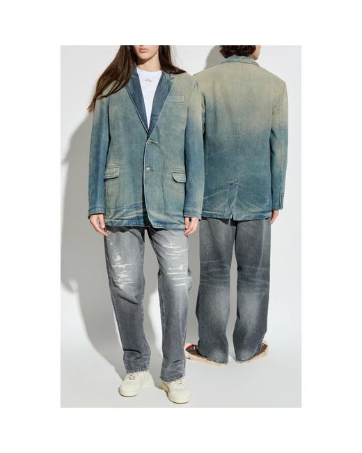 DIESEL Jassen ,Blauw ,Denim Denim Blazer in het Blue