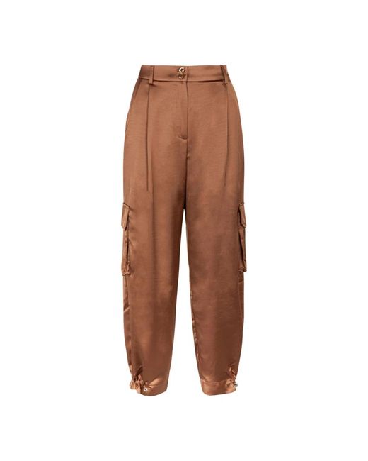 Pantalones cargo de satén en tan Nenette de color Brown
