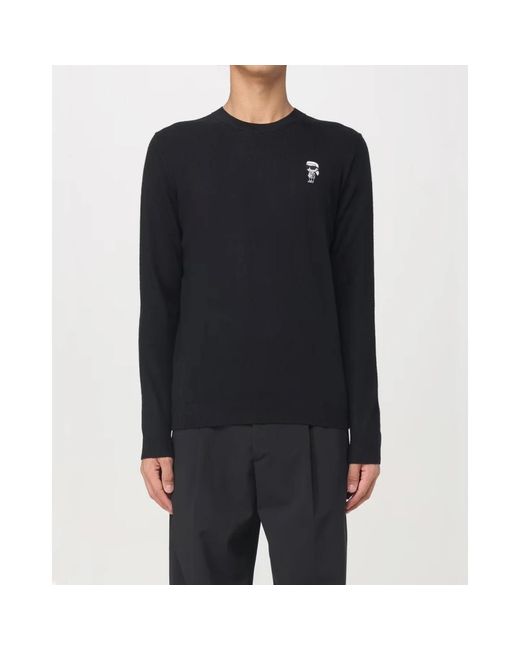 Karl Lagerfeld Black Round-Neck Knitwear for men