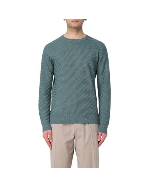 Emporio Armani Blue Round-Neck Knitwear for men