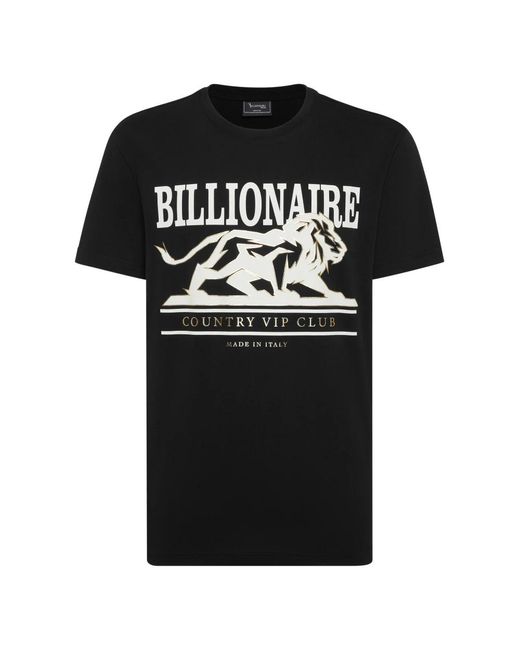 Billionaire Tops ,Zwart ,Katoen T-Shirt Ronde Hals Ss Lion in het Black voor heren