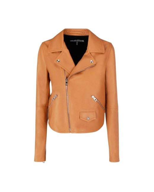 Loewe Orange Leather Jackets