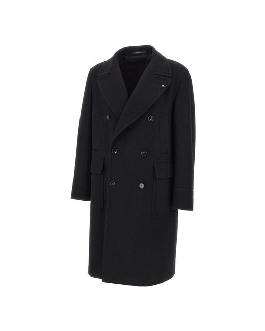 Tagliatore Black Double-Breasted Coats for men