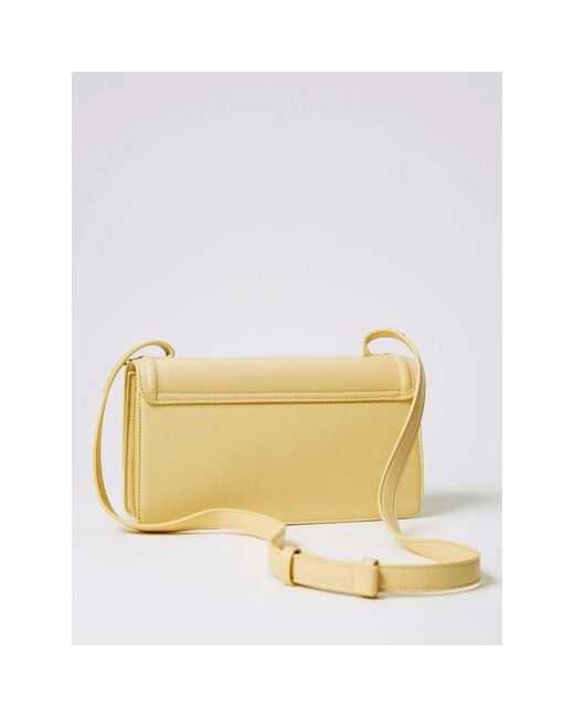 Twinset Metallic Blaue Leder Crossbody Tasche
