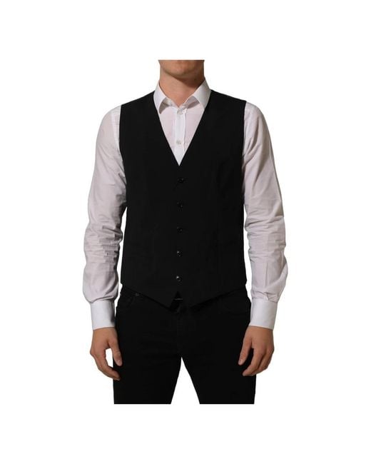 Dolce & Gabbana Black Waistcoats for men