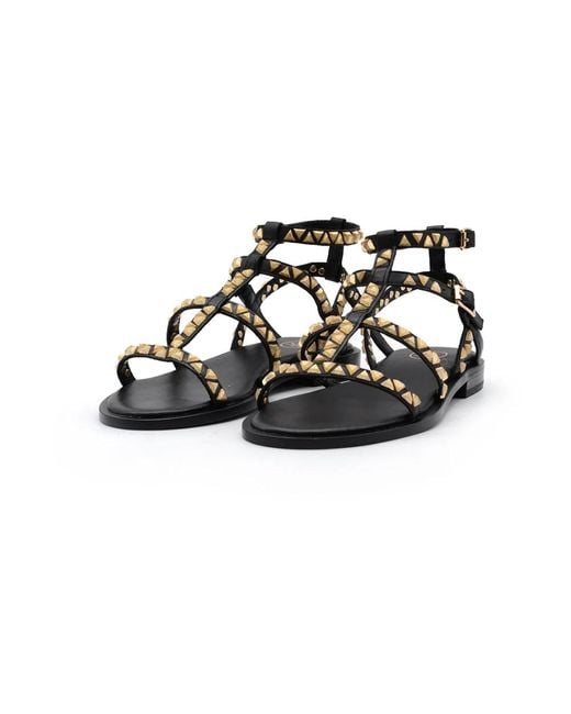Ash Black Flat Sandals