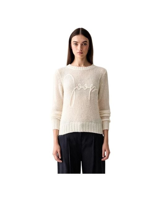 Joop! White Rundhals-Strickpullover