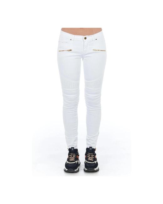 Jeans skinny in cotone bianco pantaloni di Frankie Morello in White
