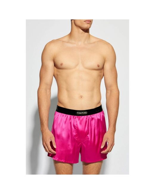 Tom Ford Ondergoed ,Roze ,Satijn Boxershorts Met Logo in het Pink voor heren