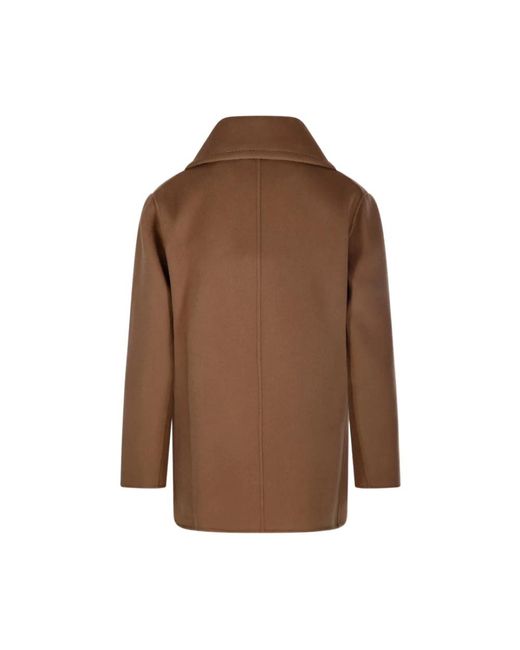 Max Mara Jassen ,Bruin ,Wol Bruine Double-Breasted Jas Met Reverskraag in het Brown