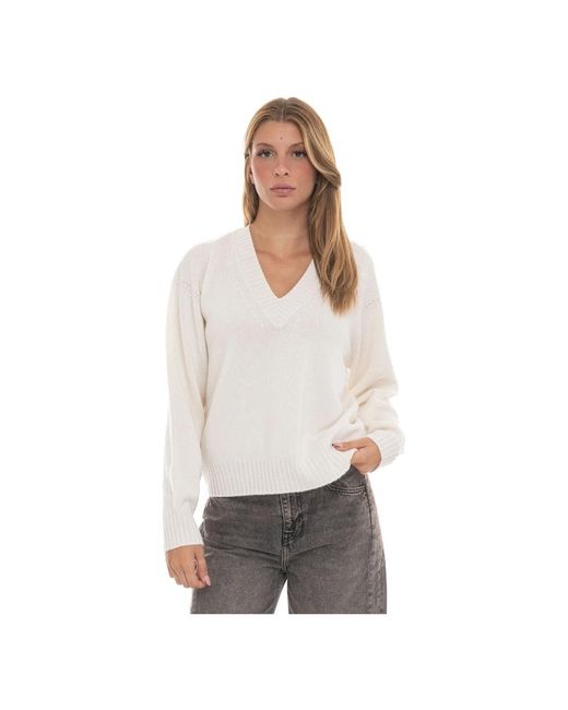 Vanisé Cashmere Silk V-Neck Pullover in het White
