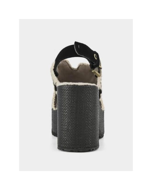 Mou Black Raffia Platform Back Strap Sandalen