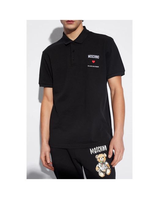 Moschino Poloshirt mit logo in Black für Herren