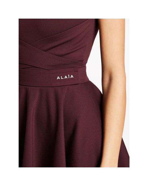 Alaïa Purple Burgundes minikleid mit stehkragen