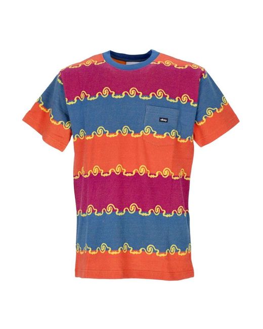 Obey Tasche Tee Jacquard Daylight Multi in Blue für Herren