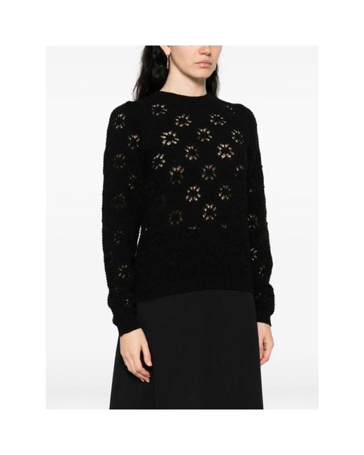 Round-Neck Knitwear Twinset en coloris Black