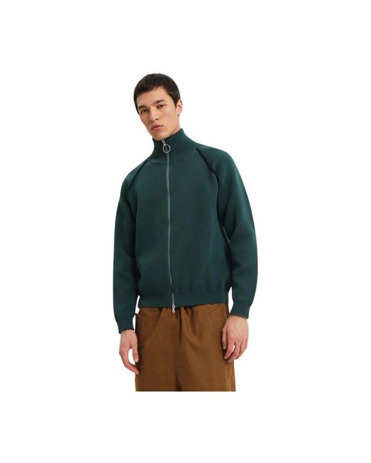 1989 STUDIO Hoodies & Sweatvesten ,Groen ,Groene Cardigan Sweater Korte Stijl in het Green voor heren