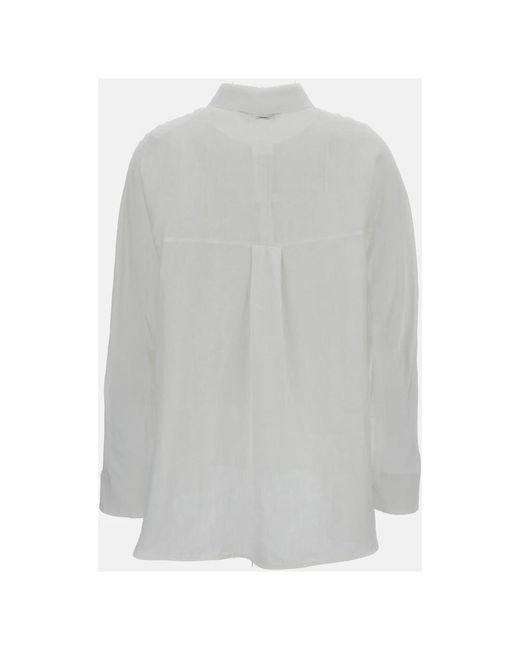 Max Mara Linnen Blouse Met Lange Mouwen in het Gray