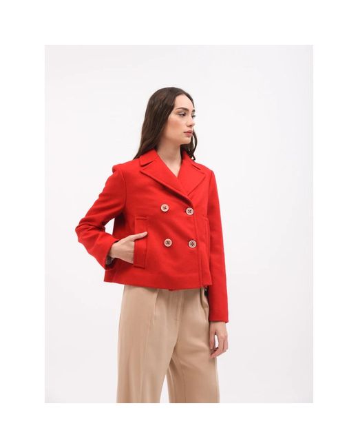 Phisique Du Role Red Rote wollmischung kurze jacke