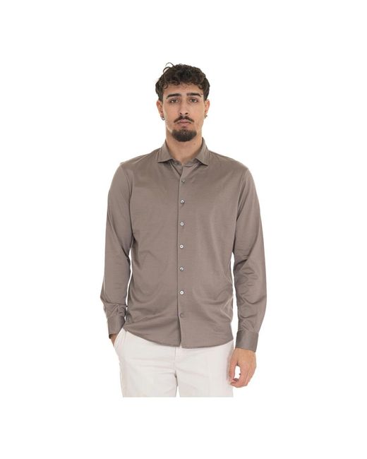 Gran Sasso Langärmeliges Baumwollhemd Mit Kläppchenkragen in Brown für Herren