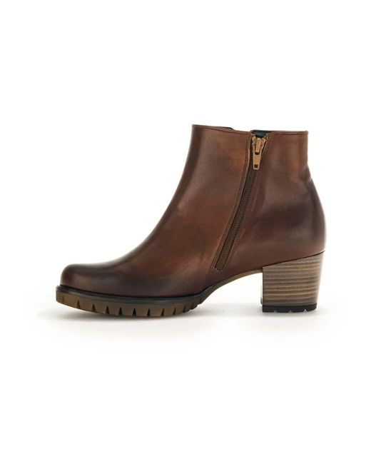 Gabor Brown Stiefeletten aus glattem leder